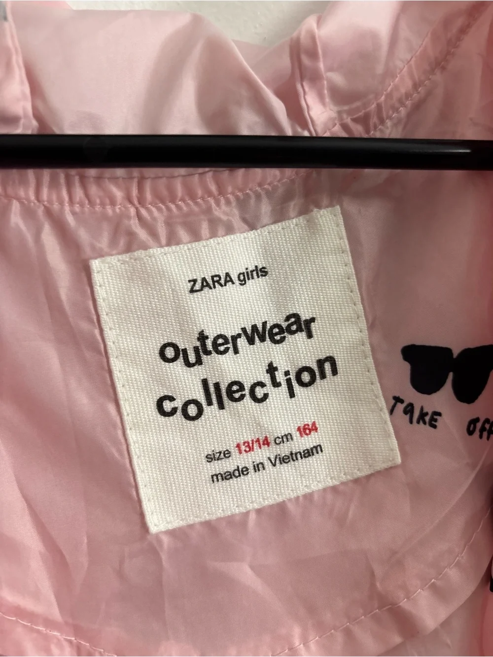 Zara Girls Light Pink Hooded Jacket with Printed Detail